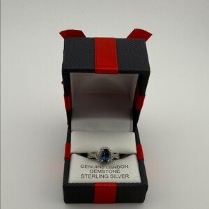 Genuine London Blue Topaz & Lab-Created Sapphire Ring in Sterling Silver size 7